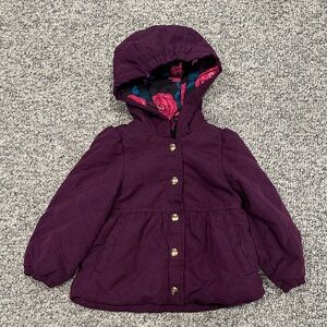 London Fog Girls Dark Purple Hooded Puffer Jacket